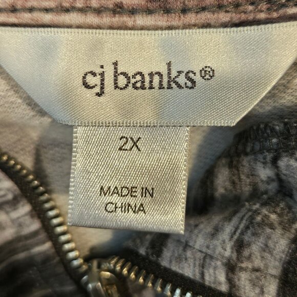 CJ Banks Womens 2X Striped Pullover Tunic Top With Half-Zip Neck Pockets casual - Picture 12 of 15